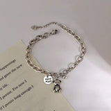 925 Silver Love Bear Charm Bracelet Retro Hip-hop Jewelry S-B532