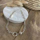 925 Silver Necklace Punk Rock Thick Chain Ball Geometric Choke