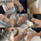 925 Silver Smiling Face Star Love Heart Bracelet Thai