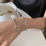 925 Silver Smiling Face Star Love Heart Bracelet Thai
