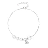 925 Silver Anklet Couples Accessories Geometric Bells Pendant Party Jewelry