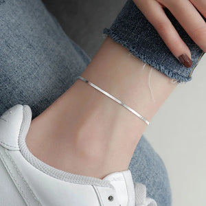 925 Silver Snake Bone Texture Anklet for Women