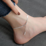 925 Silver Snake Bone Texture Anklet for Women