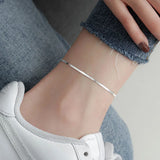 925 Silver Snake Bone Texture Anklet for Women