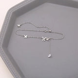 925 Silver Butterfly Tassel Anklet Women Zircon Bracelet Anklet
