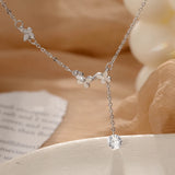 925 Silver Butterfly Tassel Anklet Women Zircon Bracelet Anklet