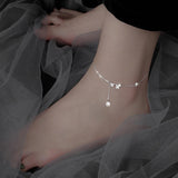 925 Silver Butterfly Tassel Anklet Women Zircon Bracelet Anklet