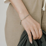 925 Silver Double Hook Box Chain Bracelet Thai Silver Punk Style