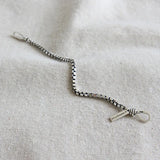 925 Silver Double Hook Box Chain Bracelet Thai Silver Punk Style