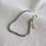 925 Silver Double Hook Box Chain Bracelet Thai Silver Punk Style