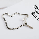 925 Silver Double Hook Box Chain Bracelet Thai Silver Punk Style