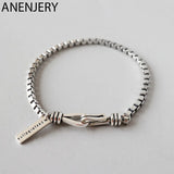 925 Silver Double Hook Box Chain Bracelet Thai Silver Punk Style