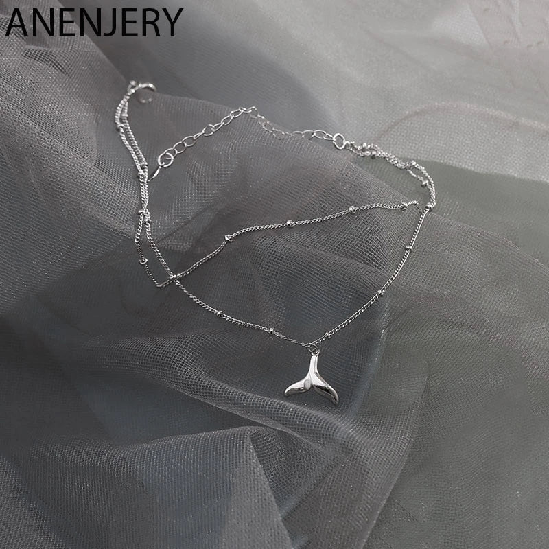 925 Silver Mermaid Tail Anklet Bracelet, Summer Jewelry S-B331