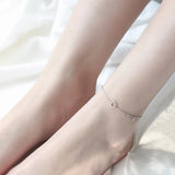 925 Silver Zircon Tassel Anklet Geometric Summer Jewelry