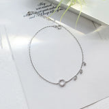 925 Silver Zircon Tassel Anklet Geometric Summer Jewelry