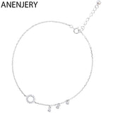 925 Silver Zircon Tassel Anklet Geometric Summer Jewelry