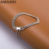 925 Silver Vintage Tank Chain Bracelet Adjustable Jewelry S-B407