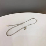 925 Silver Lucky Round Disc Ankle Bracelet For Women S-B429