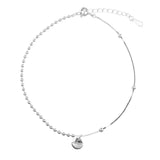 925 Silver Lucky Round Disc Ankle Bracelet For Women S-B429