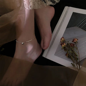 925 Silver Lucky Round Disc Ankle Bracelet For Women S-B429