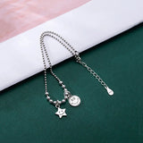925 Silver Star Smiling Face Anklet Bracelet Chain For Women