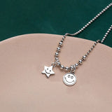 925 Silver Star Smiling Face Anklet Bracelet Chain For Women