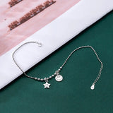 925 Silver Star Smiling Face Anklet Bracelet Chain For Women