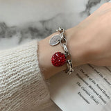 925 Silver Chain Bracelet with Strawberry Zircon