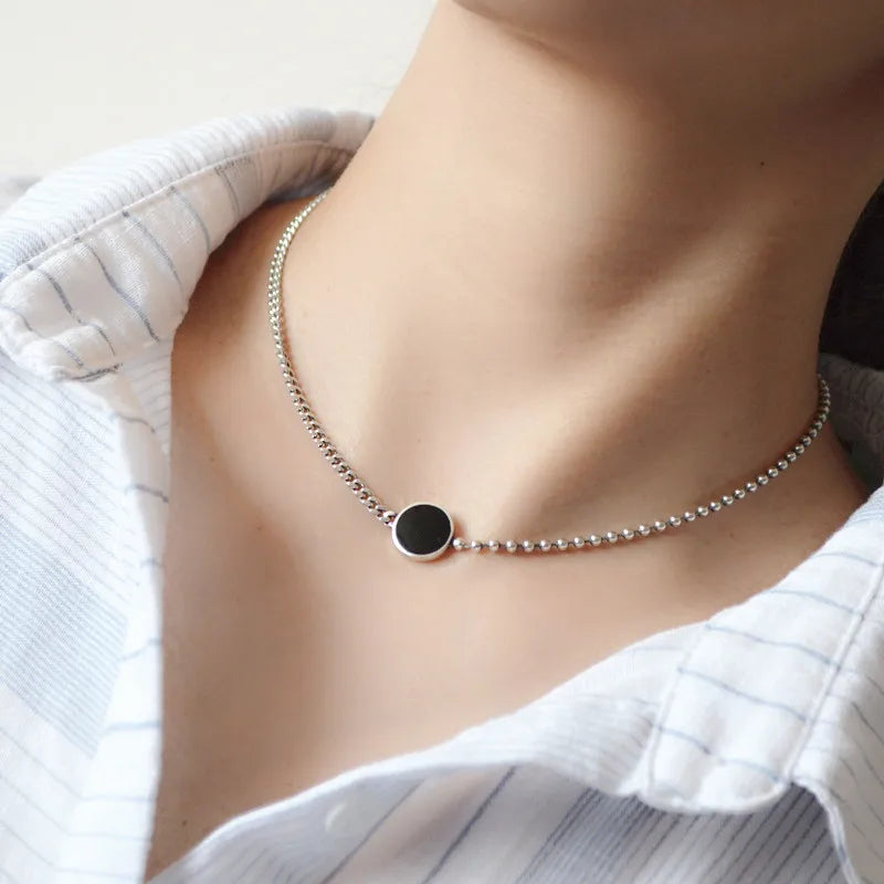 Minimalist Silver Splicing Chain Necklace Punk Vintage Pendant