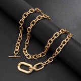 Big Double Layer Metal Chain Choker Necklace Hip Hop Punk CCB Pendant Jewelry