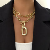 Big Double Layer Metal Chain Choker Necklace Hip Hop Punk CCB Pendant Jewelry