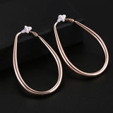 Big Smooth Oval Hoop Clip Earrings for Women