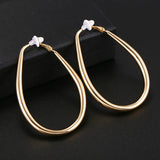 Big Smooth Oval Hoop Clip Earrings for Women