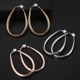 Big Smooth Oval Hoop Clip Earrings for Women
