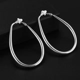 Big Smooth Oval Hoop Clip Earrings for Women