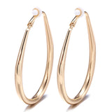 Big Smooth Oval Hoop Clip Earrings for Women