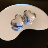 Metal Silver Heart Earrings for Women