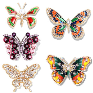 Exquisite Crystal Butterfly Brooch Vintage Women's Jewelry