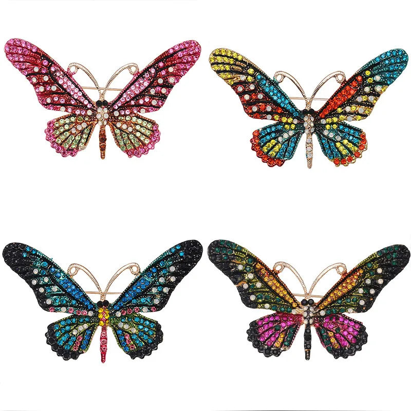 Exquisite Crystal Butterfly Brooch Vintage Women's Jewelry