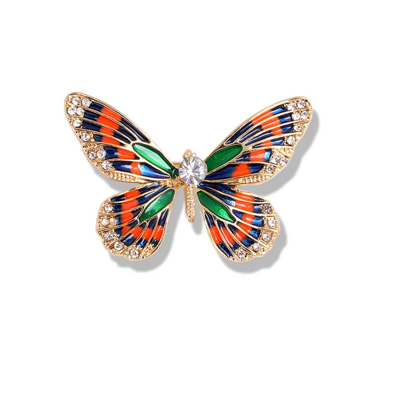 Exquisite Crystal Butterfly Brooch Vintage Women's Jewelry