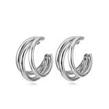 925 Silver Stud Earrings Multilayer C Shaped Earrings Fine Jewelry Gift