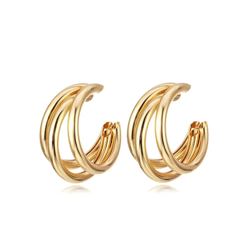 925 Silver Stud Earrings Multilayer C Shaped Earrings Fine Jewelry Gift