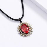 AAA Red Zircon Lady Pendant Necklace Sun Flower Clavicle Chain