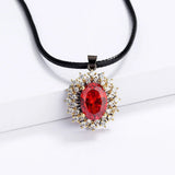 AAA Red Zircon Lady Pendant Necklace Sun Flower Clavicle Chain