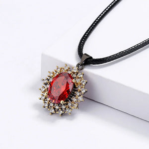 AAA Red Zircon Lady Pendant Necklace Sun Flower Clavicle Chain