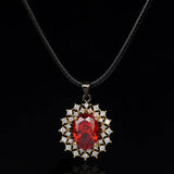 AAA Red Zircon Lady Pendant Necklace Sun Flower Clavicle Chain