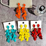 Red Yellow Acrylic Flower Tassel Earrings