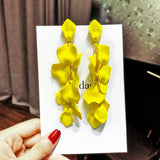 Red Yellow Acrylic Flower Tassel Earrings