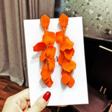 Red Yellow Acrylic Flower Tassel Earrings