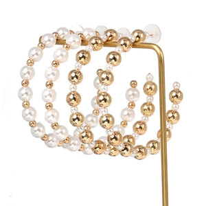 Bohemian Pearl Beaded Hoop Earrings for Women